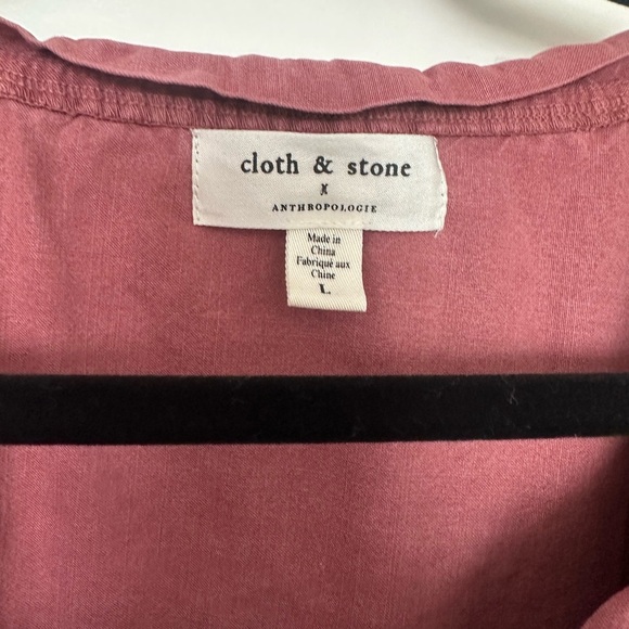 Anthropologie Cloth + Stone tencel 3/4 peasant top size Large - Picture 3 of 5
